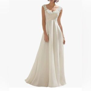 Abaowedding Women V-Neck Sleeveless Evening Wedding Dress